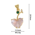 Vue détaillée du pendentif cerise avec dimensions 20,9mm par 12,5mm et poids de 2,0g - Style Cerise Cœur Rose Clair (DZM-3486)