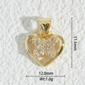Detail of 18K gold heart pendant with zircon butterfly, size 12.0mm by 11.5mm - Heart Butterfly Style (DZM-3688)
