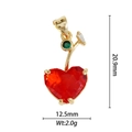 Détail du pendentif cerise en or avec gemme coeur rouge et dimensions 20,9mm par 12,5mm - Style Cœur Rouge (DZM-3488)