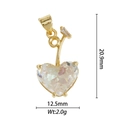 Vue macro du pendentif en zircon en forme de cœur avec dimensions de 20,9 mm x 12,5 mm - Style Cœur Transparent Minimaliste (DZM-3491)