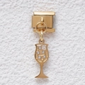 Italian style gold stainless steel charm link with dangling champagne glass pendant - Rhinestone Wine Glass Style (GMKDZ-399)