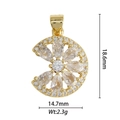 Détail d'un pendentif fleur en or de 18,6 mm avec zircons et mesures précises - Style Pétale Marquise Doré (DZM-3493)