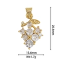 Pendentif grappe doré avec zircons et étiquettes de dimensions 20,4 mm sur 13,6 mm - Forme de Raisin Zircone Transparent (DZM-3498)