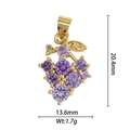 Pendentif raisin 20,4mm par 13,6mm en métal doré orné de zircons violets fins - Forme de Raisin Zircone Violet (DZM-3499)