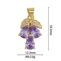 Détail macro du pendentif raisin violet avec dimensions de 18,3 mm de haut et 12,3 mm - Forme de Raisin Goutte Violet (DZM-3501)