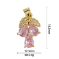Vue détaillée du pendentif raisin avec zircons roses et dimensions de 18,3mm de hauteur - Forme de Raisin Goutte Rose (DZM-3503)