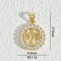 Detail of 18K gold-plated angel pendant with white cubic zirconia micro-inlay (17.5x14.8mm) - Angel Style (DZM-3705)