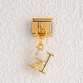 Golden Italian charm link with letter H pendant and small bear detail for modular bracelet - Bear Letter H Style (MKDZ-486)