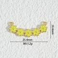 Detailed macro view of 18K gold-plated floral jewelry connector with yellow enamel - Five Yellow Flowers Style (DZM-3708)