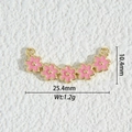 Detail view of 18K gold plated pink flower pendant with size measurements 25.4mm x 10.4mm - Five Pink Flowers Style (DZM-3709)