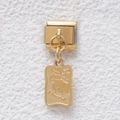Golden stainless steel Italian charm with sunflower engraving and Vincent text - Sunflower Engraved Style (GMKDZ-409)