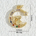 Detailed macro view showing the 15.4mm x 12.5mm gold crescent moon and rabbit charm - Multicolor Star Moon Rabbit (DZM-3710)