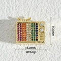 Detailed view of 18K gold plated retro TV pendant with multi-color zircon stones - TV Set Style (DZM-3714)
