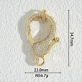 Macro shot of gold-plated lobster clasp with cubic zirconia pave for jewelry making - Zirconia Lobster Clasp (DZM-3715)