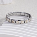 Italian modular charm bracelet in stainless steel with golden flower and shell inlay - Hollow Flower Gold Center (BD-88)