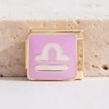 Roze en gouden Weegschaal sterrenbeeld bedel voor modulaire schakelarmbanden - Weegschaal Stijl (MK-2280)