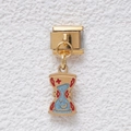 Italiaanse bedelschakel in goud met zandloper hanger, blauwe glitters en rode maan accent - Fantasie Zandloper Stijl (GMKDZ-360)