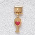 Italiaanse bedel met gouden wijnglas hanger en rood hartje voor gepersonaliseerde armband - Rood Hart Wijnglas Stijl (GMKDZ-361)