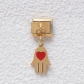 Italian charm bracelet link in gold stainless steel with Hamsa hand and red heart pendant - Hamsa Hand Style (GMKDZ-369)