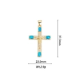 Dettaglio del ciondolo a croce placcato oro 18k con opale blu e misure 37,3 mm per 22 mm - Stile Crocifisso - Blu (DZ-632)