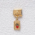 Italian charm bracelet link in gold finish with Best Teacher heart design - Best Teacher Book Style (GMKDZ-370)