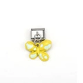 Italian charm bracelet link featuring a yellow butterfly with green spots design - Yellow-Green Butterfly Style (MKDZ-109)