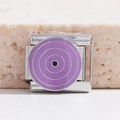 Bracelet à breloques italien en acier inoxydable avec motif de cible violet et blanc - Cercles Concentriques Violet Blanc (MK-2544)