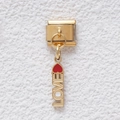 Italian charm bracelet module in gold finish with LOVE letters and a red heart pendant - LOVE Letter Style (GMKDZ-366)