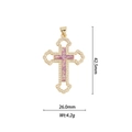 Dettaglio macro del ciondolo a croce placcato oro 18k con intarsio in opale e zirconi - Croce Grande di Lusso - Viola (DZ-645)