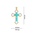 Ciondolo a croce con opale blu e zirconi cubici con dimensioni 42,5 mm per 26 mm - Croce Grande di Lusso - Blu Ciano (DZ-646)