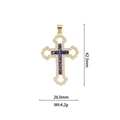 Dettagli di un ciondolo a croce placcato oro 18k con intarsio blu e dimensioni - Croce Grande di Lusso - Blu Scuro (DZ-647)