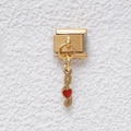 Italian charm link in gold with musical note pendant and red heart for DIY bracelets - Heart Musical Note Style (GMKDZ-367)