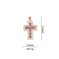 Dettaglio pendente a croce placcato oro 18k con glitter viola e pietre di zircone - Croce Opale Classica - Viola (DZ-648)