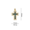 Dettaglio di un ciondolo a croce placcato oro 18k con zirconi bianchi e intarsi di conchiglia - Croce Opale Classica - Multicolore (DZ-651)