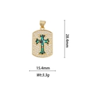 Dettaglio del ciondolo a croce placcato oro 18k con bordo in zircone e intarsio in opale - Pendente a Croce Rettangolare - Blu (DZ-652)