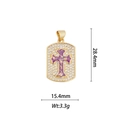 Dettaglio del ciondolo a croce in opale placcato oro 18k con pietre di zircone - Pendente a Croce Rettangolare - Rosa Viola (DZ-653)