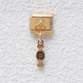 Italian modular charm link in gold finish with red candy-shaped enamel pendant - Vintage Candy Style (GMKDZ-363)