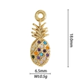 18K gold plated pineapple pendant with colorful crystals and 18.0mm height measurement - Colorful Pineapple Style (DZM-3553)