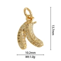 Banaandvormige 18K vergulde hanger met zirkonia en afmetingen van 13,7mm in detail - Pave Goud Banaan Stijl (DZM-3565)