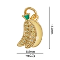 Detail van banaan hanger met gele zirkonia en emaille op een 18K vergulde afwerking - Tweekleurige Banaan Stijl (DZM-3566)