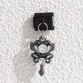 Italiaanse bedel met zilveren hart-vleugel hanger en wit kristal op zwarte basis - 1*0.9cm / Zwarte Vleugel Hart Scepter Stijl (MKDZ-463)