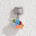 Italiaanse module met een kleurrijke puzzel olifant hanger van roestvrij staal - 1*0.9cm / Kleurrijke Puzzel Olifant Stijl (MKDZ-464)
