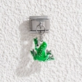 Italiaanse modulaire bedel met levendige groene emaille kikkerhanger voor DIY-armbanden - 1*0.9cm / Groene Springende Kikker Stijl (MKDZ-466)