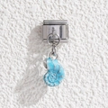 Modulo per bracciale italiano con pendente a conchiglia blu in acciaio inox - 1*0.9cm / Stile Conchiglia di Nautilus Blu Brillante (MKDZ-471)