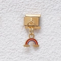 Italian charm link with rainbow pendant and clouds in gold plated stainless steel - GMKDZ-383