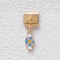 Italian charm link in gold with a colorful enamel candy pendant for modular bracelets - Multicolor Candy Style (MKDZ-375)