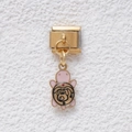 Italienischer Gold-Charm mit rosa Schildkröten-Anhänger und rotem Herz für Armbänder - GMKDZ-410