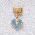 Italian modular charm link featuring a golden seashell with blue enamel and pearls - GMKDZ-411