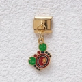 Italienischer Charm-Link mit buntem Emaille-Augenmuster in vergoldetem Edelstahl - GMKDZ-413