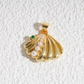 Golden shell pendant with pearls and green gemstone for DIY necklaces and jewelry - Shell with Artificial Pearl Inlaid Pendant (DYL-4617)